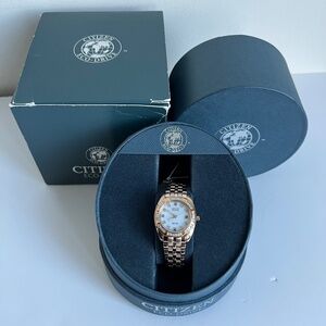 AUTHENTIC Citizen Eco-Drive Paladion WR100 Rose-Gold Tone Diamond Watch (NWT)